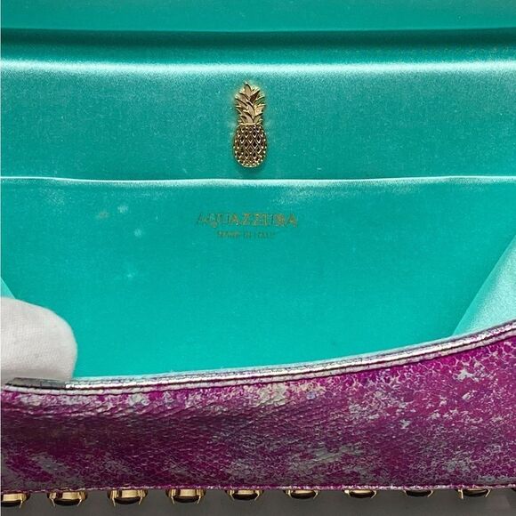 Aquazzura Mini Galactic Crystal Snake-Embossed Leather Shoulder Bag - Picture 8 of 10